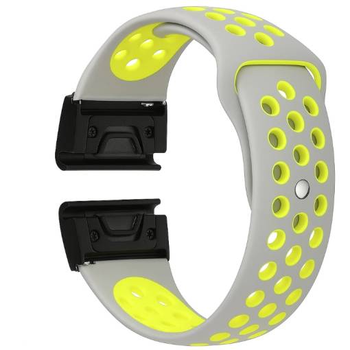 Foto - Curea perforată din silicon eses pentru Garmin - Gri galben, QuickFit 20 mm