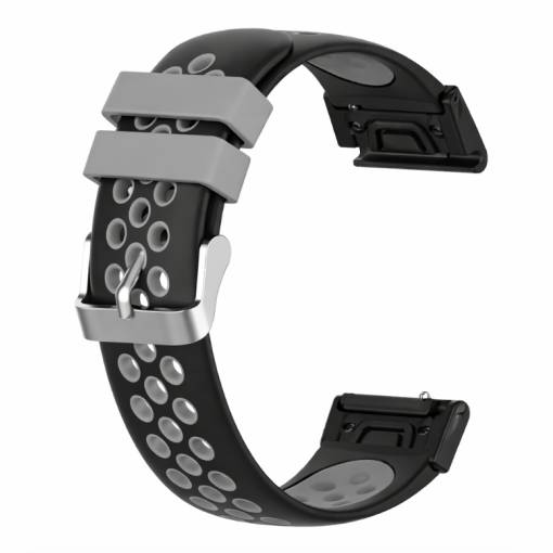 Foto - Curea perforată din silicon eses pentru Garmin - Negru gri, QuickFit 22 mm