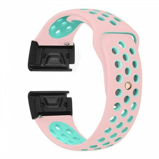 Foto - Curea perforată din silicon eses pentru Garmin - Verde roz, QuickFit 22 mm