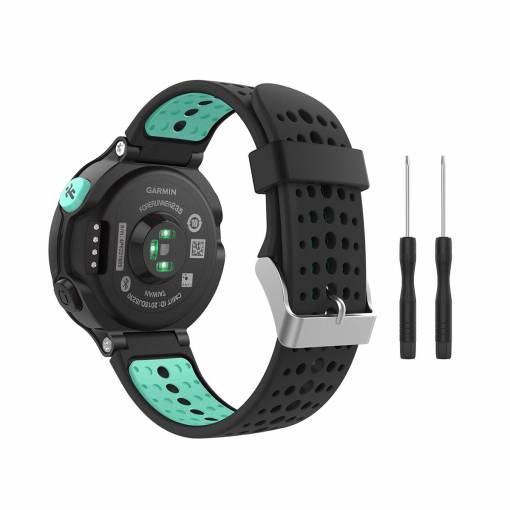 Foto - Curea din silicon perforată pentru Garmin - Negru mentă, 15 mm