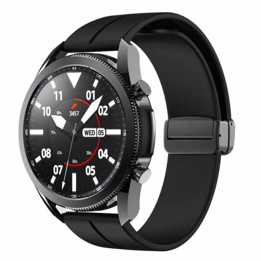 Foto - Brățară din silicon cu cataramă magnetică 22 mm - Negru