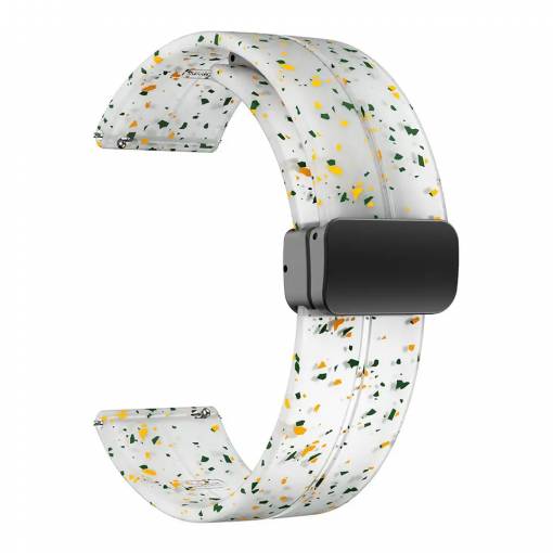 Foto - Curea din silicon eses cu cataramă magnetică 20 mm - Artă cu model, albă