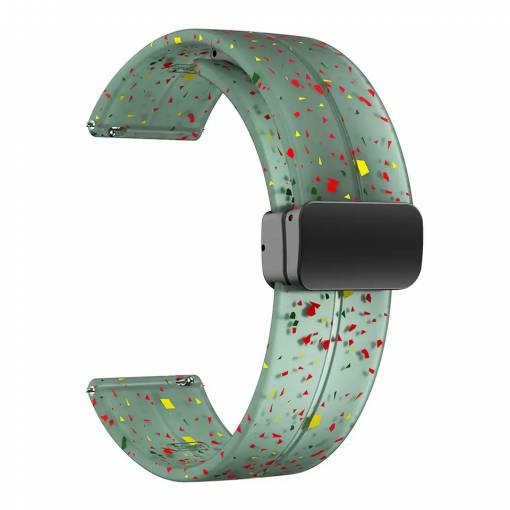 Foto - Curea din silicon eses cu cataramă magnetică 20 mm - Artă cu model, verde