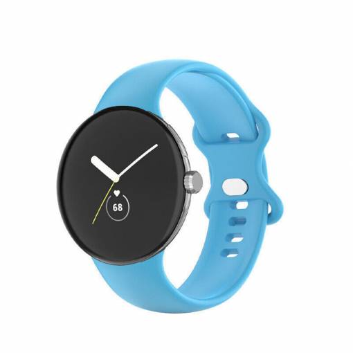 Foto - Curea din silicon eses pentru Google Pixel Watch 1, 2 - Albastru deschis, mărimea L