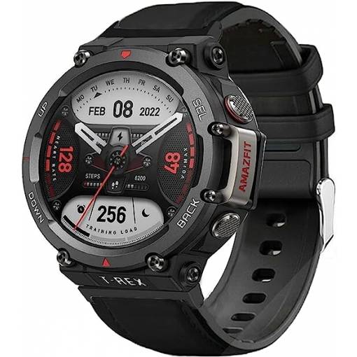Foto - Curea sport din piele fină eses pentru Xiaomi Amazfit T-Rex 2 - Neagră