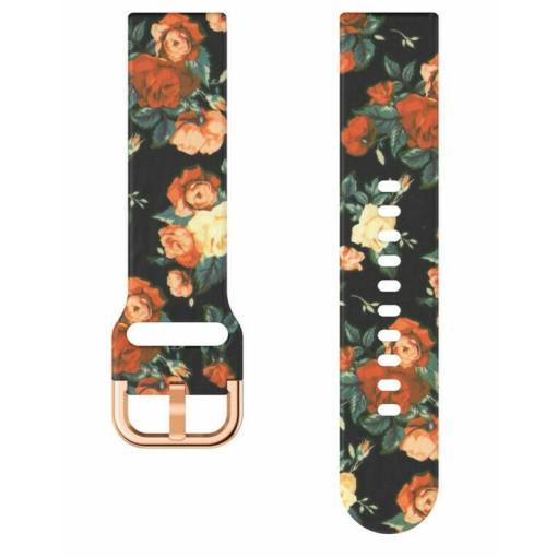 Foto - eses Sportovní silikonový řemínek - Se vzorem růže, 18 mm