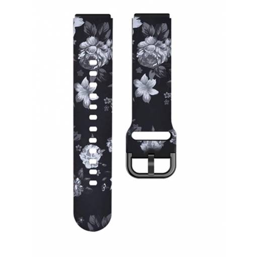 Foto - Curea din silicon eses Sports - Cu model, alb-negru, 18 mm