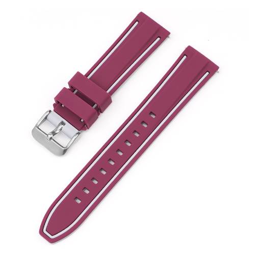 Foto - eses Silikonový řemínek dvoubarevný proužek - Vínovo šedý, 22 mm