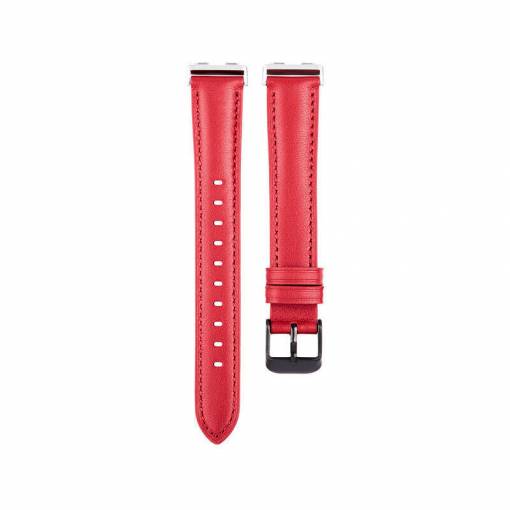 Foto - eses Brățară din piele pentru Huawei Band 8, 9 și 10 - Roșie
