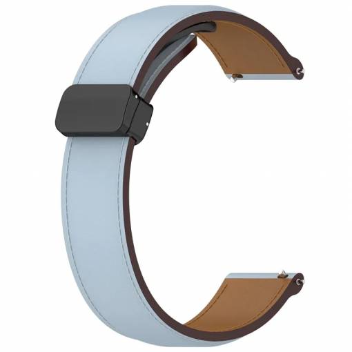 Foto - Curea din piele eses cu cataramă magnetică 22 mm - Albastru deschis