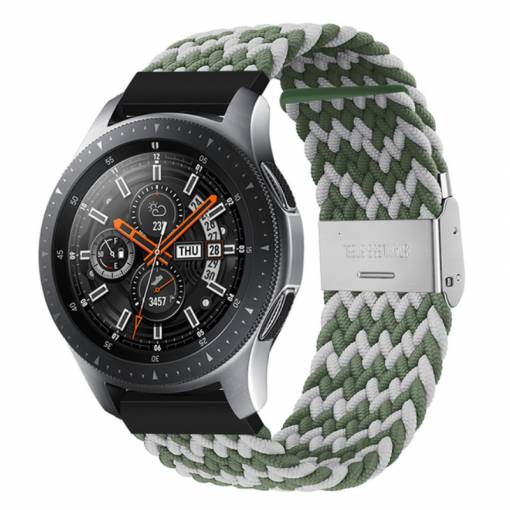 Foto - Curea din nailon împletit eses cu cataramă 22 mm - Model, verde și alb