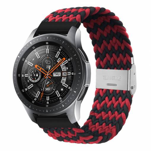 Foto - Brățară din nylon împletit cu cataramă de 20 mm - Modelat, Roșu și Negru