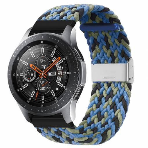 Foto - Brățară din nylon împletit cu cataramă de 20 mm - Modelat, Camuflaj Albastru
