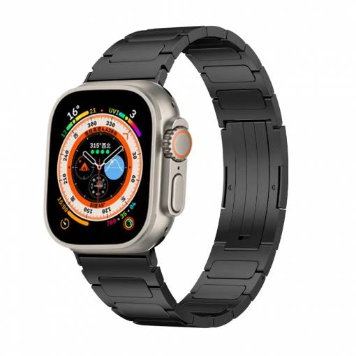 Foto - Brățară segmentată din titan eses pentru Apple Watch - Neagră 42mm, 44mm, 45mm, 49mm