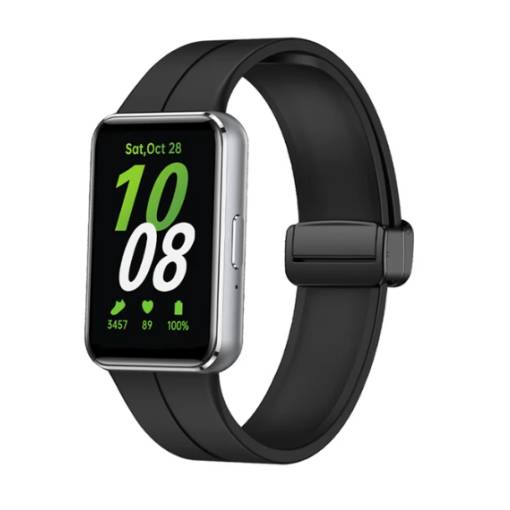 Foto - Brățara din silicon cu cataramă magnetică pentru Samsung Galaxy Fit 3 - Negru