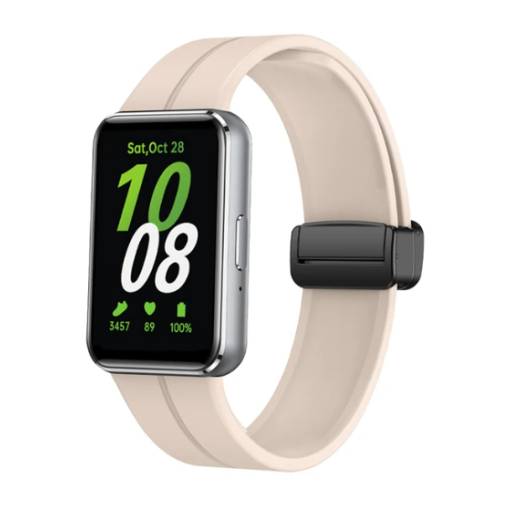 Foto - Brățara din silicon cu cataramă magnetică pentru Samsung Galaxy Fit 3 - Bej