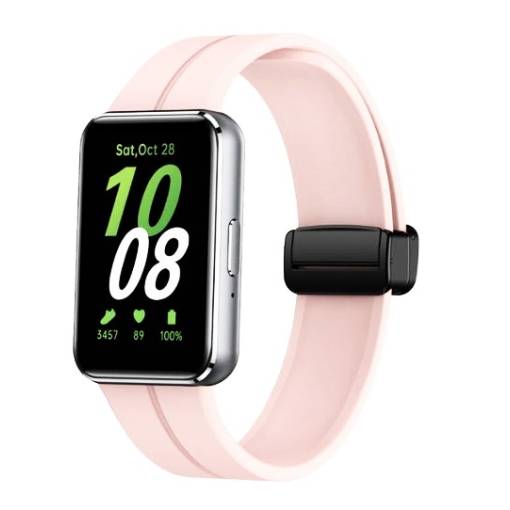 Foto - Brățara din silicon cu cataramă magnetică pentru Samsung Galaxy Fit 3 - Roz