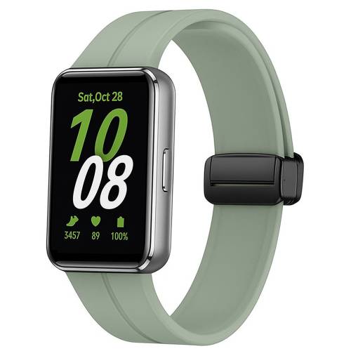 Foto - Brățara din silicon cu cataramă magnetică pentru Samsung Galaxy Fit 3 - Verde