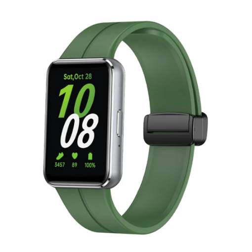 Foto - Brățara din silicon cu cataramă magnetică pentru Samsung Galaxy Fit 3 - Verde închis