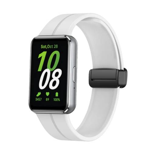 Foto - Brățara din silicon cu cataramă magnetică pentru Samsung Galaxy Fit 3 - Alb