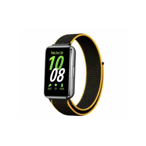 Foto - brățară din nailon pentru Samsung Galaxy Fit 3 - Negru și galben