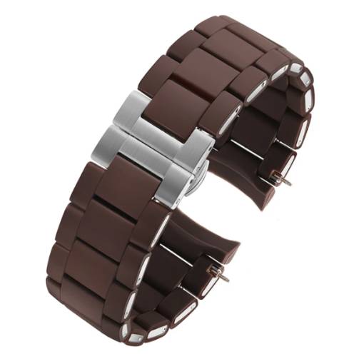 Foto - eses Silicona brățară cu clips argintiu - Maro, 20 mm