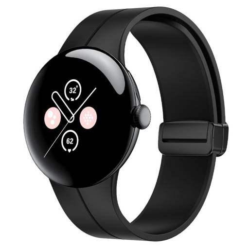 Foto - brățară din silicon cu cataramă magnetică pentru Google Pixel Watch 1, 2 - Negru