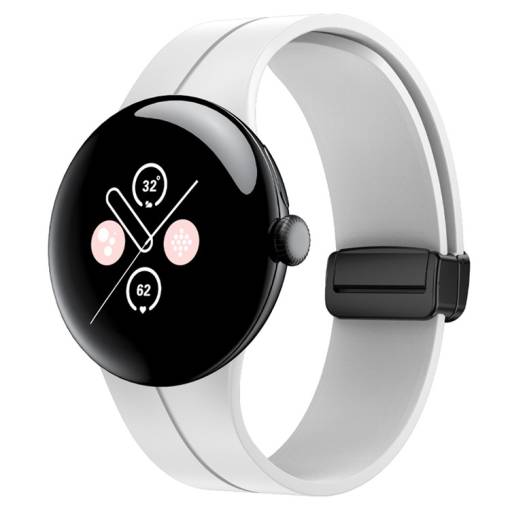 Foto - brățară din silicon cu cataramă magnetică pentru Google Pixel Watch 1, 2 - Alb