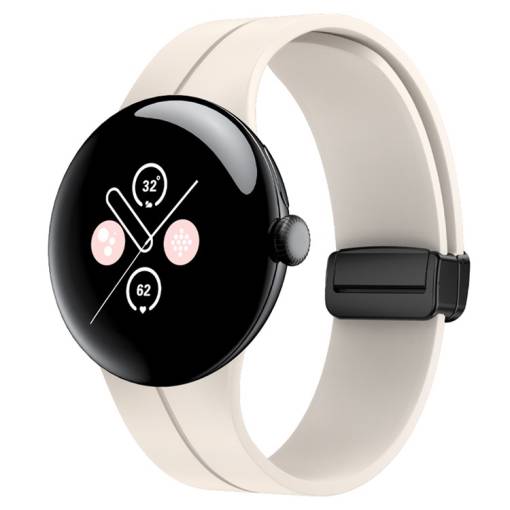 Foto - brățară din silicon cu cataramă magnetică pentru Google Pixel Watch 1, 2 - Bej