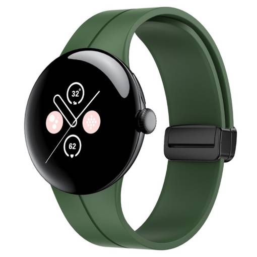 Foto - brățară din silicon cu cataramă magnetică pentru Google Pixel Watch 1, 2 - Verde