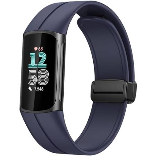 Foto - brățară din silicon cu cataramă magnetică pentru Fitbit Charge 5 și 6 - albastră