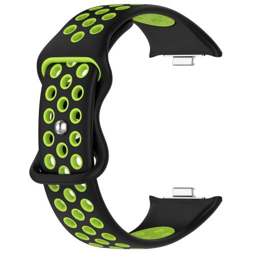 Foto - brățară din silicon perforată pentru Xiaomi Redmi Watch 4, Smart Band 8 Pro și 9 Pro - negru-verde