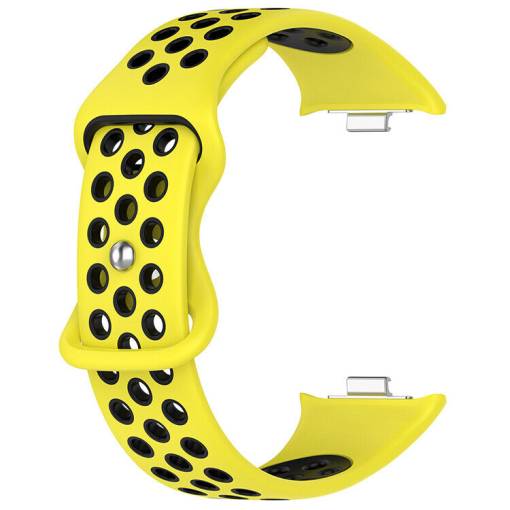 Foto - brățară din silicon perforată pentru Xiaomi Redmi Watch 4, Smart Band 8 Pro și 9 Pro - galben-negru