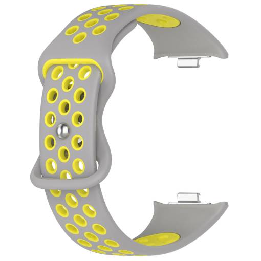 Foto - brățară din silicon perforată pentru Xiaomi Redmi Watch 4, Smart Band 8 Pro și 9 Pro - gri-galben