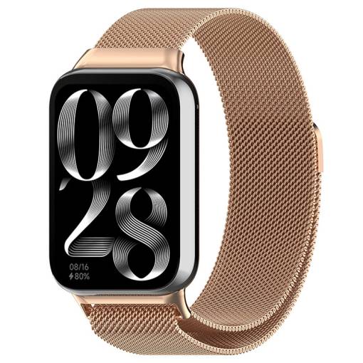 Foto - brățară milaneză pentru Xiaomi Redmi Watch 4, Smart Band 8 Pro și 9 Pro - roz auriu