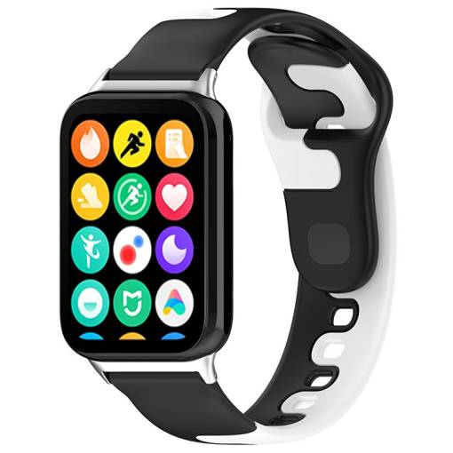 Foto - brățara din silicon pentru Xiaomi Redmi Watch 4 și Xiaomi Smart Band 8 Pro - negru-alb