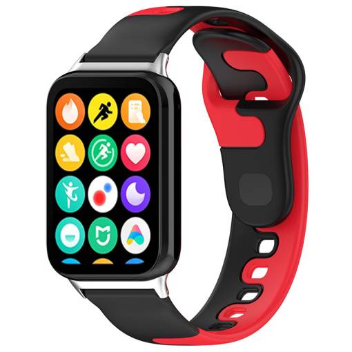 Foto - brățara din silicon pentru Xiaomi Redmi Watch 4 și Xiaomi Smart Band 8 Pro - negru-roșu