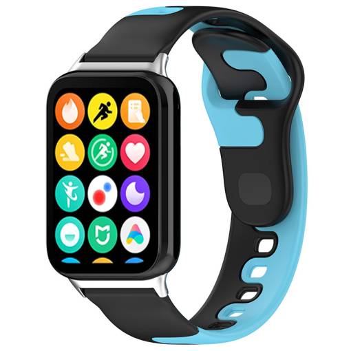Foto - brățara din silicon pentru Xiaomi Redmi Watch 4 și Xiaomi Smart Band 8 Pro - negru-albastru