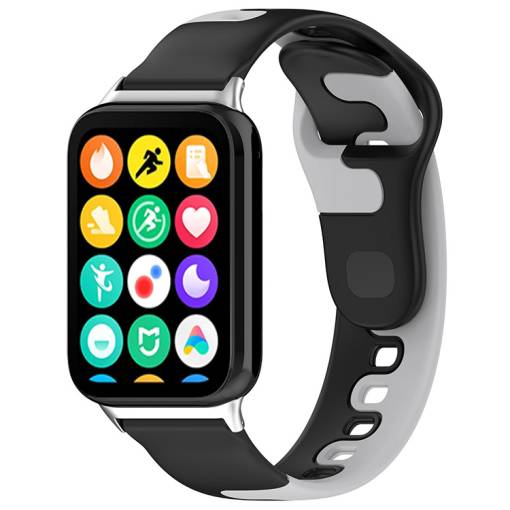 Foto - brățara din silicon pentru Xiaomi Redmi Watch 4 și Xiaomi Smart Band 8 Pro - negru-gri