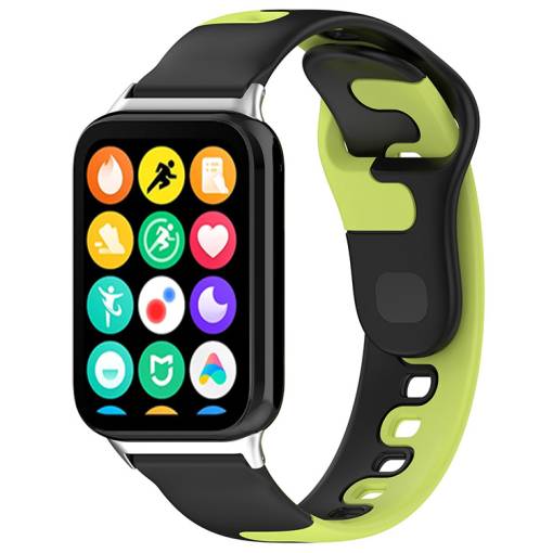 Foto - brățara din silicon pentru Xiaomi Redmi Watch 4 și Xiaomi Smart Band 8 Pro - negru-verde