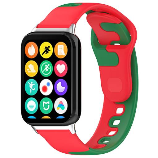 Foto - brățara din silicon pentru Xiaomi Redmi Watch 4 și Xiaomi Smart Band 8 Pro - roșu-verde