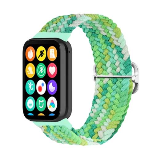 Foto - eses Brățară din nylon împletit pentru Xiaomi Redmi Watch 4, 5, 6 și Smart Band 8 Pro și 9 Pro - Verde deschis