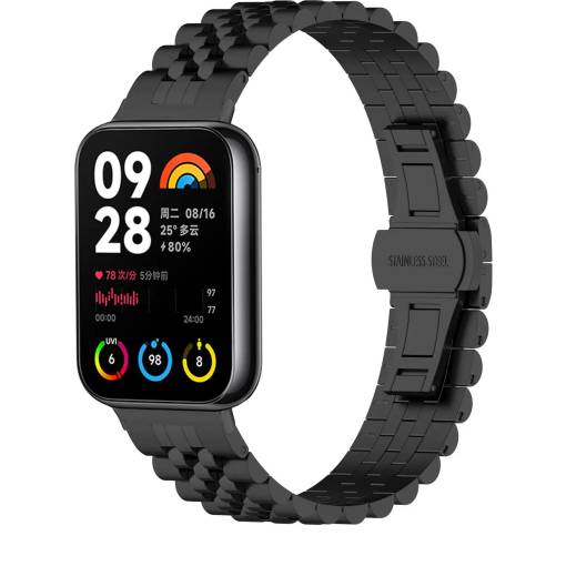 Foto - brățara metalică pentru Xiaomi Redmi Watch 4, Smart Band 8 Pro și 9 Pro - neagră