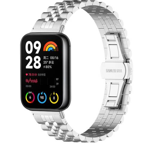 Foto - brățara metalică pentru Xiaomi Redmi Watch 4, Smart Band 8 Pro și 9 Pro - argintie