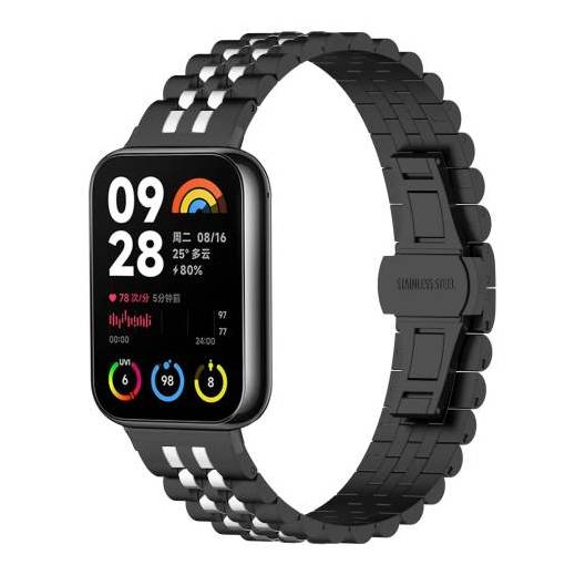 Foto - brățara metalică pentru Xiaomi Redmi Watch 4, Smart Band 8 Pro și 9 Pro - neagră argintie