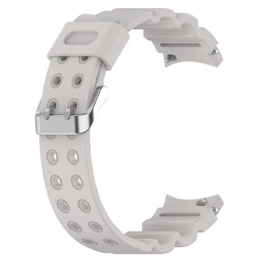 Foto - Brățară din silicon cu două rânduri pentru Samsung Galaxy Watch 4, 5, 6, 7 - Gri, 20 mm