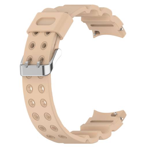Foto - Brățară din silicon cu două rânduri pentru Samsung Galaxy Watch 4, 5, 6, 7 - Bej, 20 mm