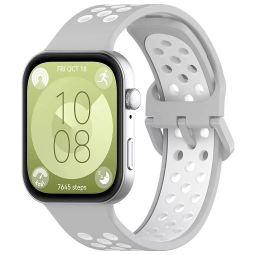 Foto - Brățară din silicon perforată pentru Huawei Watch Fit 3, 4 și 4 Pro - Gri deschis