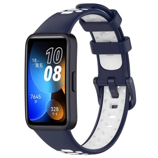 Foto - eses Brățară perforată din silicon pentru Huawei Band 8, 9 și 10 - Alb/Azul