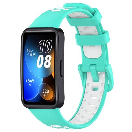 Foto - eses Brățară perforată din silicon pentru Huawei Band 8, 9 și 10 - Verde deschis